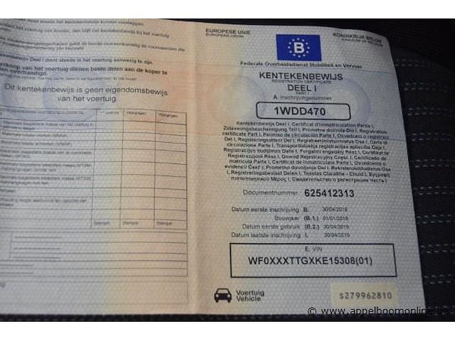 Lichte vrachtwagen ford, transit, wf0xxxttgxke15308, 1e insch 30/04/2019, 1995cm³, 96kw, diesel, euro 6b, 144800km, inschrijvingsbewijs deel i, identificatieverslag, koper ontvangt een attest van verlies van de boorddocumenten van de gerechtsdeurwaarder - afbeelding 8 van  17