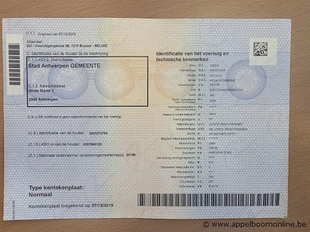 Lichte vrachtwagen iveco 35s14n, cng, datum 1ste inschrijving 7/12/2015, euro vi 7/12/2015,chassisnummer zcfc335ax05066347, km-stand laatste keuring 55.972, euro vi - afbeelding 2 van  15