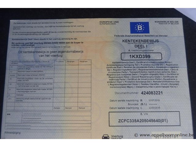 Lichte vrachtwagen iveco, 35s14n, zcfc335a205045640, 1e insch 22/07/2015, 2998cm³, 100kw, aardgas, euro 6, 22345km, inschrijvingsbewijs deel i en ii, keuringsbewijs (geldig tot 01/01/2027), gelijkvormigheidsattest, identificatieverslag - afbeelding 8 van  18