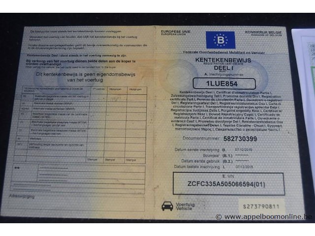 Lichte vrachtwagen iveco, 35s14n, zcfc335a505066594, 1e insch 07/12/2015, 2998cm³, 100kw, cng, euro 6, 62724km vlgs ltst keuring (2025), inschrijvingsbewijs deel i en ii, keuringsbewijs (geldig tot 10/12/2026), gelijkvormigheidsattest, identificatieverslag - afbeelding 3 van  12