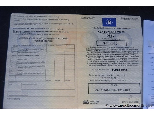 Lichte vrachtwagen iveco, 35s14n, zcfc335a605012124, 1e insch 20/01/2015, 2998cm³, 100kw, aardgas (cng), euro 6, 77727km, inschrijvingsbewijs deel i en ii, keuringsbewijs (geldig tot 01/09/2026), gelijkvormigheidsattest, identificatieverslag - afbeelding 4 van  18