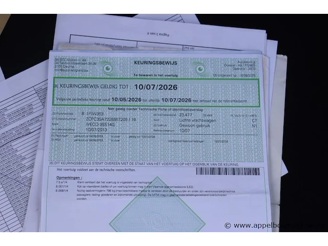 Lichte vrachtwagen iveco fd112c, datum 1ste inschrijving 10/7/2013, chassisnr zcfc35a7205957205, cng, km-stand laatste keuring 23,477, euro v, ttm 3500kg, schade rondom, mogelijks batterij plat - afbeelding 3 van  16