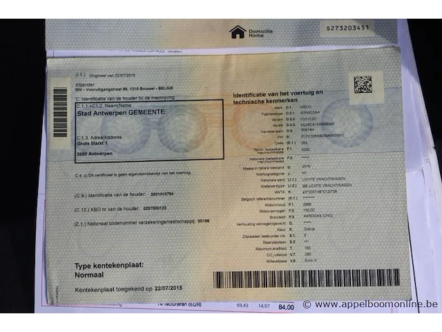 Lichte vrachtwagen iveco fd11c2c, datum 1ste inschr 22/7/2015, chassis nr zcfc335a905045635, km-stand 32,547, cng, ttm 3500, schade rondom - afbeelding 3 van  16