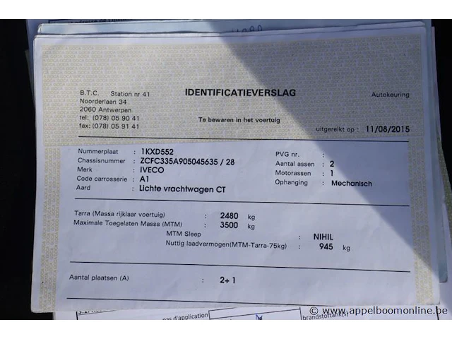 Lichte vrachtwagen iveco fd11c2c, datum 1ste inschr 22/7/2015, chassis nr zcfc335a905045635, km-stand 32,547, cng, ttm 3500, schade rondom - afbeelding 7 van  16