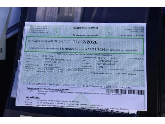 Lichte vrachtwagen iveco fd11c2c, datum 1ste inschr 7/12/2015, chassis nr zcfc335a505065770, km-stand 51925, cng, ttm 3500, schade rondom - afbeelding 3 van  13