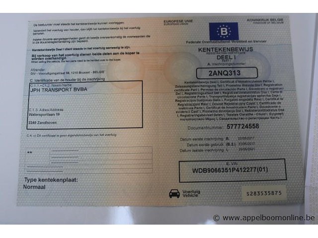 Lichte vrachtwagen mercedes benz, sprinter, wdb9066351p412277, 1e insch 2017, 2100cm³, 105kw, diesel, euro 6b, 247061km vlgs ltst keuring (2023), inschrijvingsbewijs deel i, keuringsbewijs, gelijkvormigheidsattest, identificatieverslag - afbeelding 3 van  13