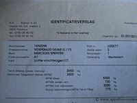 Lichte vrachtwagen mercedes, sprinter, wdb9066351s636812, 1e insch 13/12/2011, 2143cm³, 95kw, diesel, euro 5, 352906km, inschrijvingsbewijs deel i en ii, keuringsbewijs (geldig tot 03/06/2026), gelijkvormigheidsattest, identificatieverslag - afbeelding 11 van  22