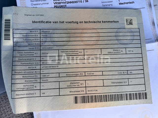 Lichte vrachtwagen peugeot partner 1,5 bleu hdi ( 2022 / vr3 efy ht2 nn 530 710) - afbeelding 5 van  30