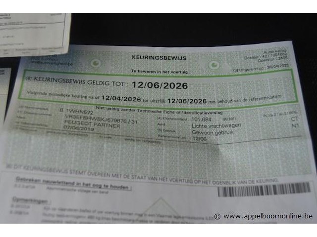 Lichte vrachtwagen peugeot, partner, vr3efbhwbkj679676, 1e insch 01/01/2019, 1560cm³, 55kw, diesel, euro 6b, 122025km, inschrijvingsbewijs deel i en ii, keuringsbewijs (geldig tot 12/06/2026), gelijkvormigheidsattest, identificatieverslag - afbeelding 8 van  19