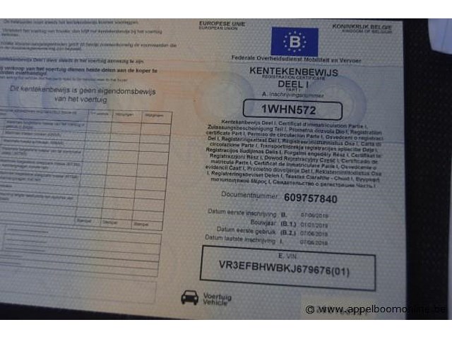 Lichte vrachtwagen peugeot, partner, vr3efbhwbkj679676, 1e insch 01/01/2019, 1560cm³, 55kw, diesel, euro 6b, 122025km, inschrijvingsbewijs deel i en ii, keuringsbewijs (geldig tot 12/06/2026), gelijkvormigheidsattest, identificatieverslag - afbeelding 10 van  19