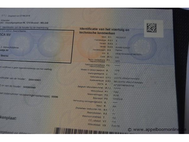 Lichte vrachtwagen peugeot, partner, vr3efbhwbkj679676, 1e insch 01/01/2019, 1560cm³, 55kw, diesel, euro 6b, 122025km, inschrijvingsbewijs deel i en ii, keuringsbewijs (geldig tot 12/06/2026), gelijkvormigheidsattest, identificatieverslag - afbeelding 11 van  19