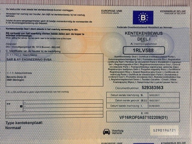 Lichte vrachtwagen renault clio, type: r, variant: 6rdf, versie: 6rdf0a, chassisnummer: vf16rdf0a57102209, bouwjaar: 16/02/2017 met kentekenbewijs deel i en ii, gelijkvormigheidsattest, verlopen schouwingsbewijs en 1 sleutel (3) - afbeelding 17 van  37