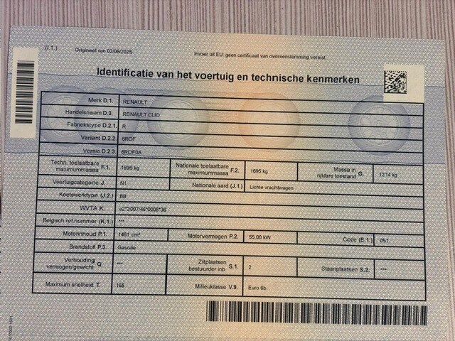 Lichte vrachtwagen renault clio, type: r, variant: 6rdf, versie: 6rdf0a, chassisnummer: vf16rdf0a57102209, bouwjaar: 16/02/2017 met kentekenbewijs deel i en ii, gelijkvormigheidsattest, verlopen schouwingsbewijs en 1 sleutel (3) - afbeelding 18 van  37