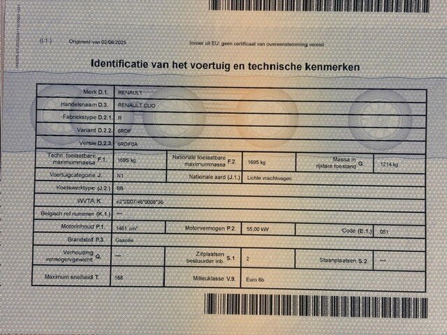 Lichte vrachtwagen renault clio, type: r, variant: 6rdf, versie: 6rdf0a, chassisnummer: vf16rdf0a57102209, bouwjaar: 16/02/2017 met kentekenbewijs deel i en ii, gelijkvormigheidsattest, verlopen schouwingsbewijs en 1 sleutel (3) - afbeelding 20 van  37