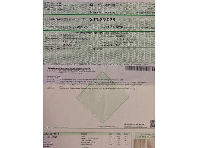 Lichte vrachtwagen renault clio, type: r, variant: 6rdf, versie: 6rdf0a, chassisnummer: vf16rdf0a57102209, bouwjaar: 16/02/2017 met kentekenbewijs deel i en ii, gelijkvormigheidsattest, verlopen schouwingsbewijs en 1 sleutel (3) - afbeelding 24 van  37