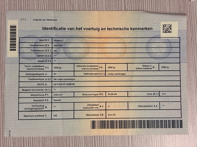 Lichte vrachtwagen renault master, type: ma, chassisnummer: vf1mafedc48062258, bouwjaar: 15/11/2012 met inschrijvingsbewijs deel i, gelijkvormigheidsattest en verlopen schouwingsbewijs. (b1) - afbeelding 25 van  42