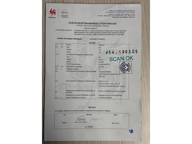 Lichte vrachtwagen renault master, type: ma, chassisnummer: vf1mafedc48062258, bouwjaar: 15/11/2012 met koeling, inschrijvingsbewijs deel i, gelijkvormigheidsattest en verlopen schouwingsbewijs. (b1) - afbeelding 27 van  42