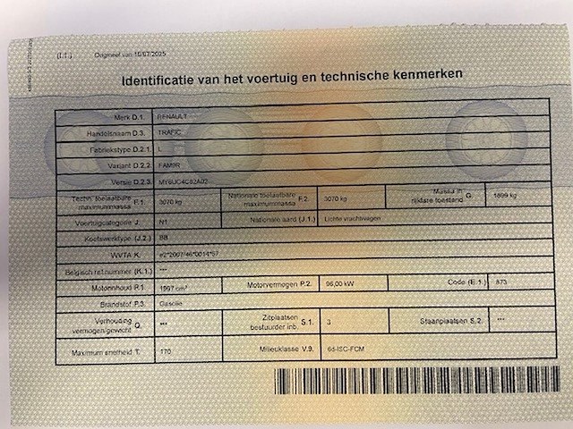Lichte vrachtwagen renault trafic, type l, variant fam9r, versie my6uc4c82a02, ch.nr. vf1fl000271320943, bouwjaar 23-06-2023 (sleutel, boorddocumenten: inschrijvingsbewijs deel i + deel ii, gelijkvormigheidsattest) - afbeelding 24 van  41