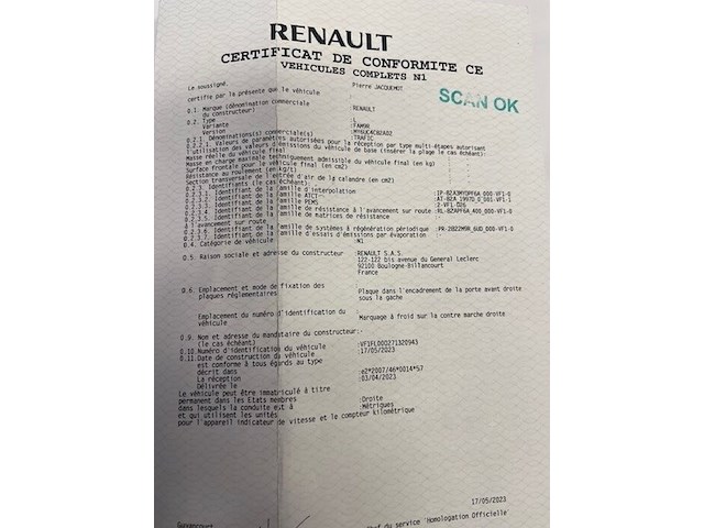 Lichte vrachtwagen renault trafic, type l, variant fam9r, versie my6uc4c82a02, ch.nr. vf1fl000271320943, bouwjaar 23-06-2023 (sleutel, boorddocumenten: inschrijvingsbewijs deel i + deel ii, gelijkvormigheidsattest) - afbeelding 25 van  41