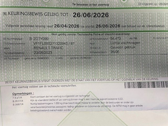 Lichte vrachtwagen renault trafic, type l, variant fam9r, versie my6uc4c82a02, ch.nr. vf1fl000271320943, bouwjaar 23-06-2023 (sleutel, boorddocumenten: inschrijvingsbewijs deel i + deel ii, gelijkvormigheidsattest) - afbeelding 30 van  41