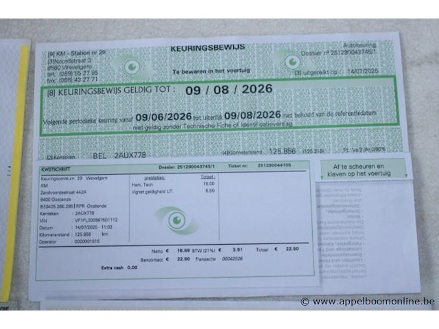 Lichte vrachtwagen renault, trafic, vf1fl000567501112, 1e insch 29/07/2021, 142354km, inschrijvingsbewijs deel i, keuringsbewijs (geldig tot 09/08/2026), gelijkvormigheidsattest, identificatieverslag - afbeelding 11 van  20