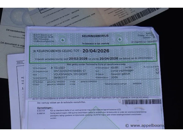 Lichte vrachtwagen volkswagen caddy, datum 1ste inschr 9/06/2017, chassisnr wv1zzz2kzhx156959, km-stand 55965, euro 6b, schade rondom, mtm 2345kg - afbeelding 3 van  13