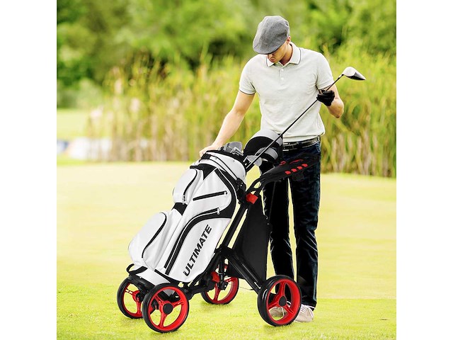 Lichtgewicht 4-wiel opvouwbare golfkar met waterdichte tas en voetrem - afbeelding 1 van  10