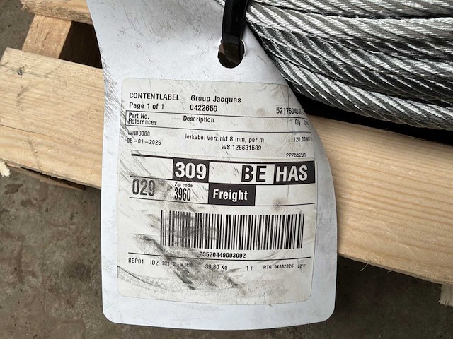 Lierkabel verzinkt - afbeelding 1 van  1