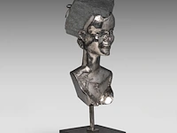 Liévin d'ydewalle (1937), female bust, metal and a cobblestone 65 cm. (25.58 in.) - afbeelding 2 van  7