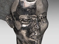 Liévin d'ydewalle (1937), female bust, metal and a cobblestone 65 cm. (25.58 in.) - afbeelding 7 van  7
