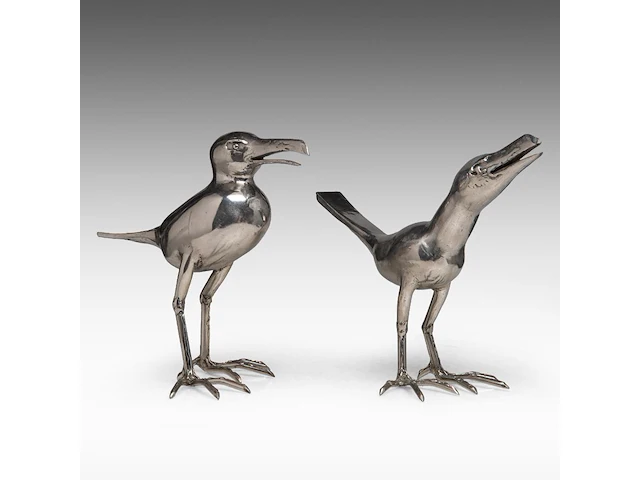 Liévin d'ydewalle (1937), 'oiseaux moqueurs', a pair of metal sculptures, signed, h 33-34 cm - afbeelding 1 van  8
