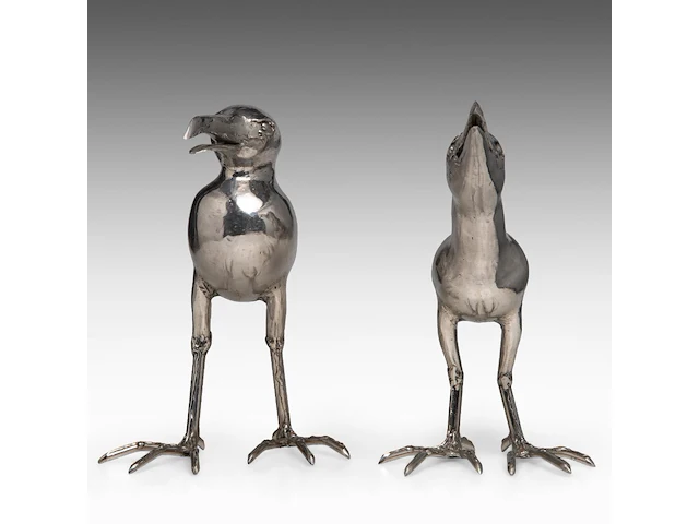 Liévin d'ydewalle (1937), 'oiseaux moqueurs', a pair of metal sculptures, signed, h 33-34 cm - afbeelding 2 van  8