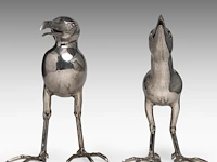 Liévin d'ydewalle (1937), 'oiseaux moqueurs', a pair of metal sculptures, signed, h 33-34 cm - afbeelding 2 van  8
