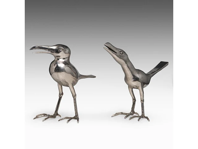 Liévin d'ydewalle (1937), 'oiseaux moqueurs', a pair of metal sculptures, signed, h 33-34 cm - afbeelding 3 van  8