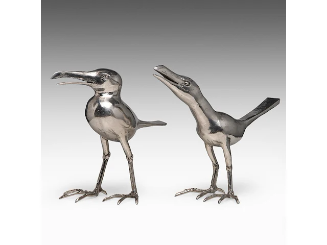 Liévin d'ydewalle (1937), 'oiseaux moqueurs', a pair of metal sculptures, signed, h 33-34 cm - afbeelding 4 van  8