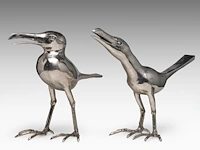 Liévin d'ydewalle (1937), 'oiseaux moqueurs', a pair of metal sculptures, signed, h 33-34 cm - afbeelding 4 van  8