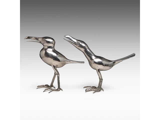 Liévin d'ydewalle (1937), 'oiseaux moqueurs', a pair of metal sculptures, signed, h 33-34 cm - afbeelding 5 van  8