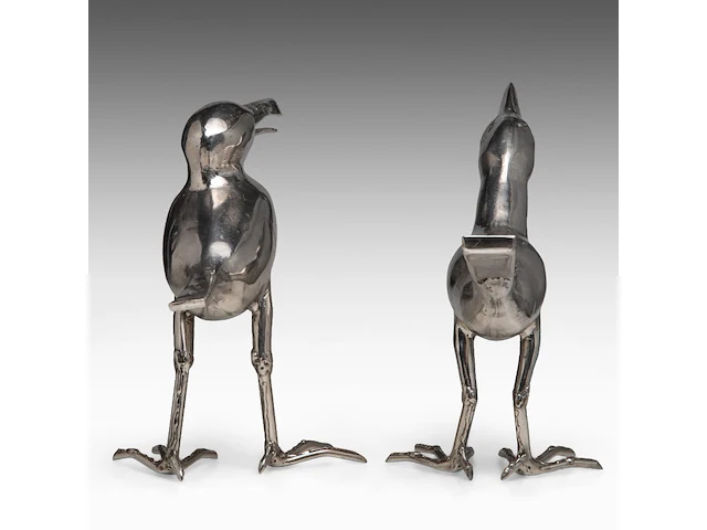 Liévin d'ydewalle (1937), 'oiseaux moqueurs', a pair of metal sculptures, signed, h 33-34 cm - afbeelding 6 van  8