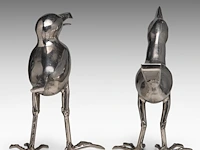 Liévin d'ydewalle (1937), 'oiseaux moqueurs', a pair of metal sculptures, signed, h 33-34 cm - afbeelding 6 van  8