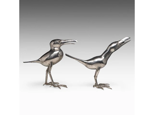 Liévin d'ydewalle (1937), 'oiseaux moqueurs', a pair of metal sculptures, signed, h 33-34 cm - afbeelding 7 van  8