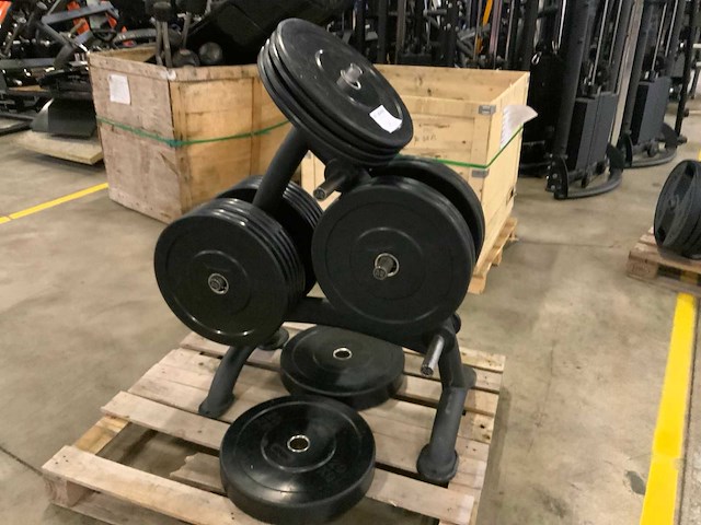 Life maxx bumperplates 50mm met rek matrix 2x20;4x10;14x5kg krachtstation - afbeelding 1 van  7