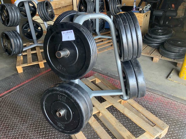 Lifemaxx bumper plates 50mm met rek krachtstation - afbeelding 1 van  6