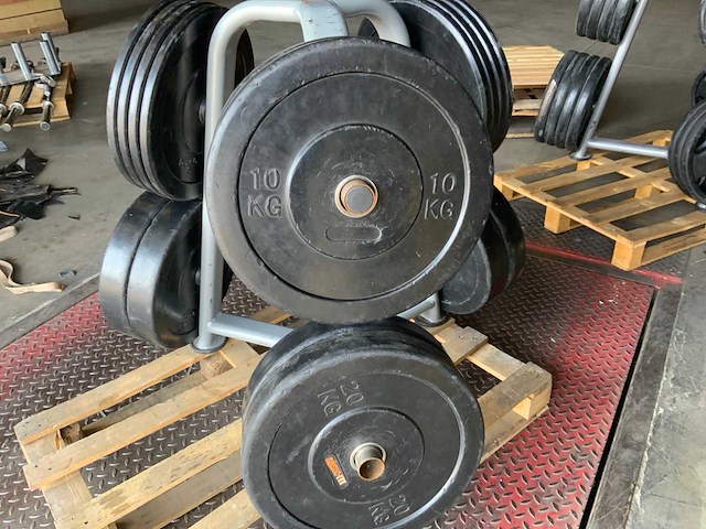 Lifemaxx bumper plates 50mm met rek krachtstation - afbeelding 4 van  6