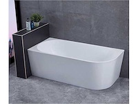 Ligbad half vrijstaand - links - rechthoek - hoekbad - 80x170x58cm - acryl - glans wit - met badwaste en overloop - afbeelding 1 van  2