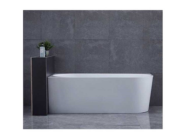 Ligbad half vrijstaand - links - rechthoek - hoekbad - 80x170x58cm - acryl - glans wit - met badwaste en overloop - afbeelding 1 van  2