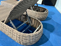 Ligbed verstelbaar wicker 2stuks bruin - afbeelding 3 van  3