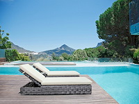 Ligbeddenset - 3-delig antraciet wicker / crèmekleurige kussens - afbeelding 2 van  2