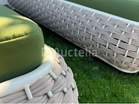 Ligbeddenset 2-delig brown wicker / olive green kussens - afbeelding 1 van  6