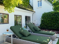 Ligbeddenset 2-delig brown wicker / olive green kussens - afbeelding 2 van  6