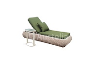 Ligbeddenset 2-delig brown wicker / olive green kussens - afbeelding 3 van  6